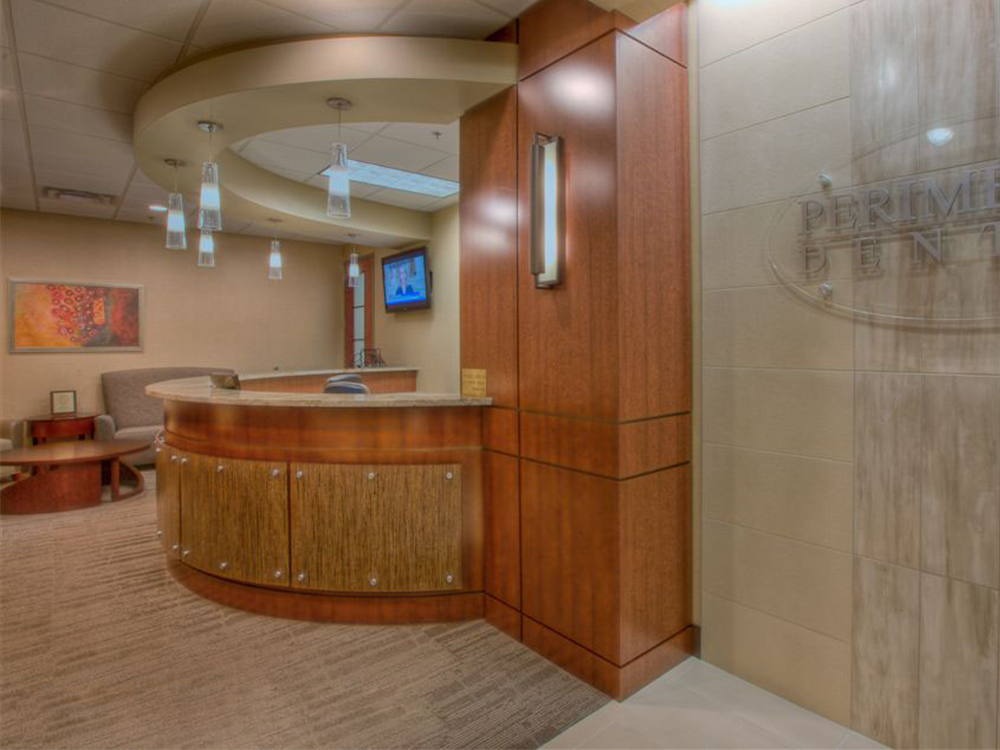 Front lobby of Perimeter Dental, Sandy Springs, GA, location.