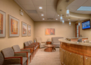 Front Lobby waiting area at Perimeter Dental's Sandy Springs, GA, location.