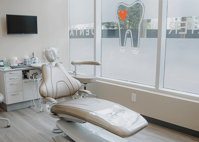 Photo of a patient room at Perimeter Dental's Midtown Atlanta, Georgia, location.